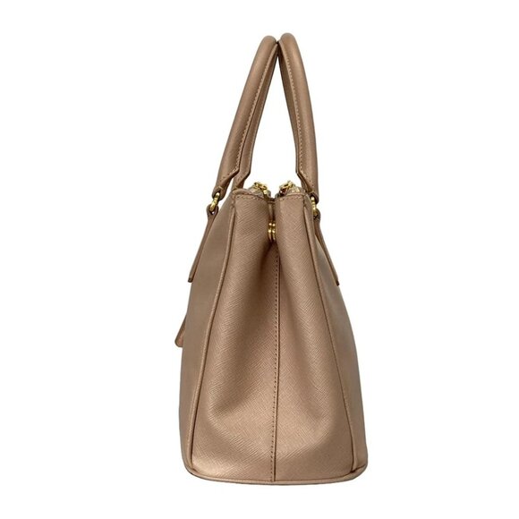 Auth PRADA Galleria Small Bag Pink Beige Saffiano Leather Tote Bag - Picture 3 of 14
